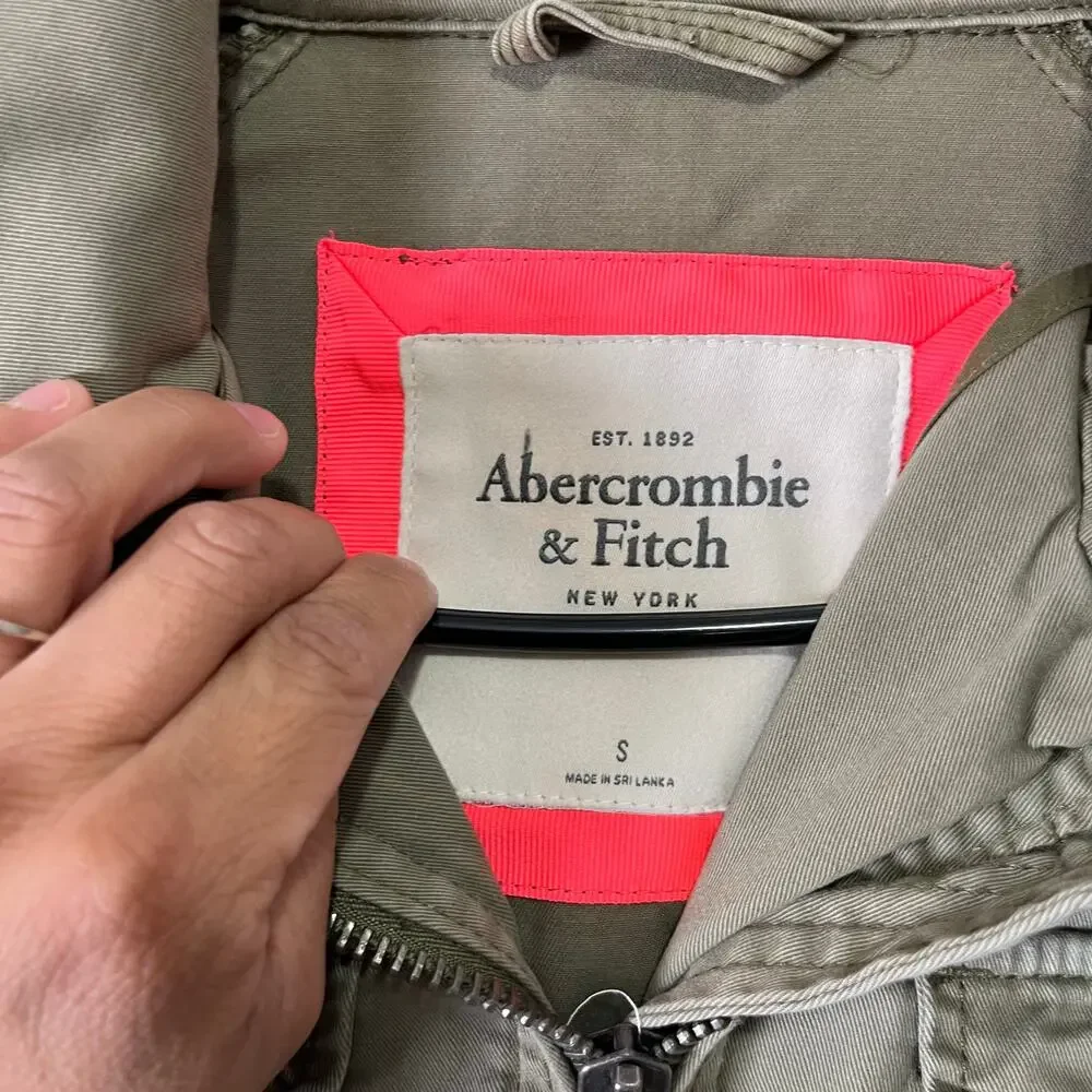 Vintage Abercrombie &‎ Fitch Olive Utility Cargo Jacket Military Style Small